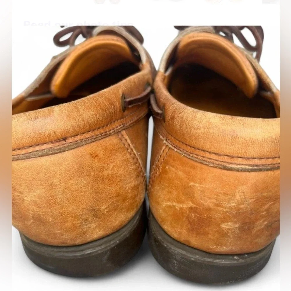 Allen Edmonds Key Largo Deck Boat Shoes Men 12B Brown Leather Vibram Moc Toe USA